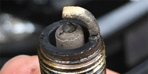 worn center spark plug electrode